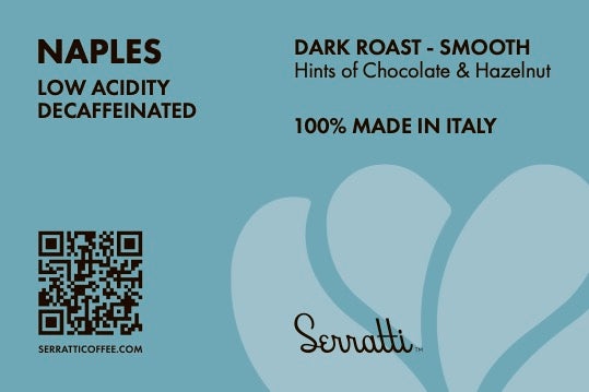 Bag of Whole Coffee Beans Blend Naples Decaffeinated 8 oz